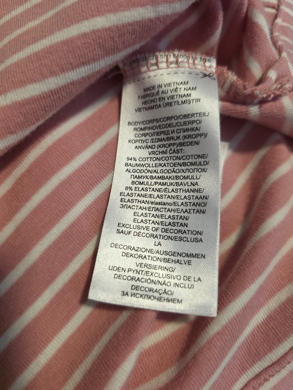 Lauren Ralph Lauren White and Pink Stripe Short Sleeve Top with Bows, Size Med - Picture 7 of 9